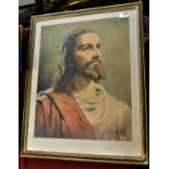 Picture of Jesus - (No title) - Artist peter Lee Pimnehi - framed measurements 61cm x 48cm coloured.