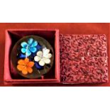 Glass Paper Weight - with flower design large-boxed good condition