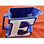 Worthington Water Jug - Blue and white in the style of a letter E - very good condition