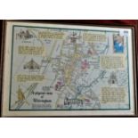 A Pilgrim's Map of Walsingham - showing catholic church - Orthodox Church etc., coloured print quite