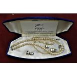 Jewellery - Pearls - (2 sets) of Pearl necklaces and earrings boxed - K & M Potter Ltd - good