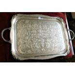 Vintage Silver Plated Tray approx. 22" x 14" heavy, made by 'Alpha Plate Viners of Sheffield'
