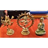 Brass (Thai) Figurines (3) - weight 1.8 kilos in brass very good condition measurement approx.