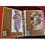 Prints-An album collection of prints of the Queen Mother with stamps on each print-coloured and R.