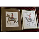 (2) Pictures of Soldiers On Horseback (Military) - signed W.Hills - coloured measurements 36cm x