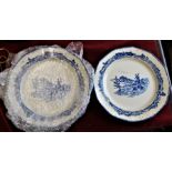 Royal Doulton 'Norfolk' Dinner plates, (4) octagonal dinner plates, blue/white, slight chips to