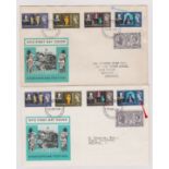 1964 - Shakepeare FDCs set with 1/6d White Tent Variety (Colon Shift) and another with 1/6d scarer
