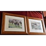 (2) Horse Racing Pictures - coloured measurements 31cm x 26cm matching frames. Buyer collects