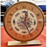 Clock - Mantlepiece Clock - with decorative centre (Embroided) not working - poor condition