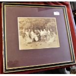 Framed photo of a bowling match from the 1900s, beautifully framed, pleasant photo of the time, very
