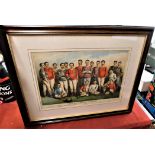 Famous English Footballers 1881 framed colour print.