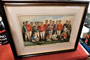 Famous English Footballers 1881 framed colour print.