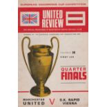 Official programme and seat ticket for the European Cup Quarter Final 1st Leg between Manchester