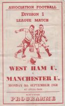 Pirate programme (4 page) printed by South West Publicity for Bobby Moore's debut match between West
