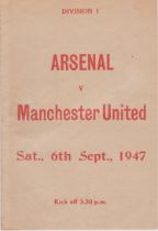 Pirate programme (unknown printer) for the 1st Division match between Arsenal and Manchester