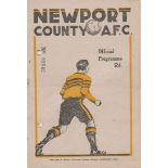 Newport County v Barnsley 7th April 1947 programme. Punch holes with minimal text loss.
