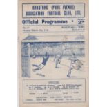 Bradford Park Avenue v Bury 29th March 1948 programme. No writing.