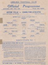 Single Sheet Charlton Athletic v Aston Villa in aid of King Georges Fund for Sailors at Stamford