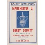 Pirate programme (4 page) printed by T Ross of London Manchester United v Derby County FA Cup Semi