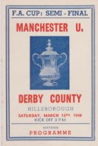 Pirate programme (4 page) printed by T Ross of London Manchester United v Derby County FA Cup Semi