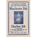 Pirate programme (4 page) printed by Buick of London between Manchester United and Charlton Athletic