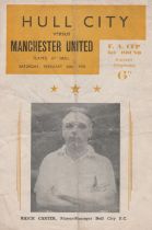 Pirate programme (4 page) printed by Colinray of Smethwick Hull City v Manchester United FA Cup