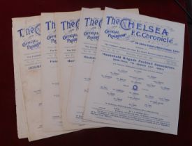 Chelsea Pre 1st World War home programmes covering military matches at Stamford Bridge. 5 are from