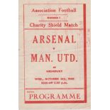 Pirate programme (4 page) printed by Buick of London for the Charity Shield between Arsenal and