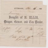 Receipt - Bought of H. Ellis, Draers, Grocer and Tea Dealer, (1) gallon oil, (1) Soap. Total 5s4d