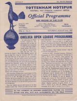 Tottenham Hotspur v Chelsea 24th August 1957 programme. Signed by Jimmy Greaves on his 1st team