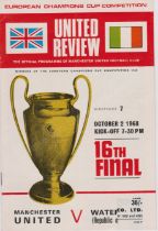 European Cup 1st Round 2nd Leg between Manchester United and Waterford 2nd October 1968. Official