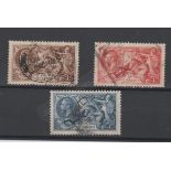 Great Britain 1934-2/6 to 10/- re-engraved Seahorse, SG450/2, set of three, fine used
