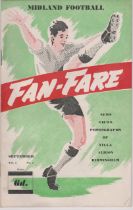 Fan-Fare Magazine (programme size) Volume 1 Number 1 published for the 1954/55 season covering