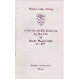 A Order of Service of Thanksgiving for the Life of Bobby Moore, West Ham and England 1966 World