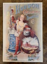 Advertising Poster 'Hudson County Consumers Brewing Co' - coloured picture of youth with beer plus