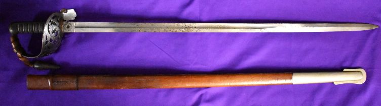 British Boer War era Victorian 1887 Pattern Cavalry Officers' sword for a Regiment of Horse, sadly