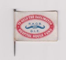 British WWI Charity fundraising pin badge 'To help the Darlington Hospital Fund - supported by the