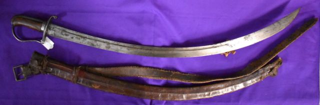 A 19th century Ethiopian/ Abyssinian style Native African made Heavy Cavalry sabre, The leather