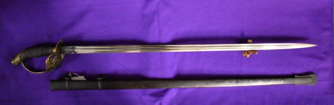 Imperial German 1889 pattern Officers Degan sword, Crowned Prussian eagle emblem on the guard, the