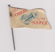 British WWI Charity fundraising pin badge, on the obverse 'The Child's Anchor is the N.S.P.C.C.'