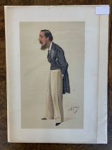 Portrait- 'Ape' Rivers Wilson - Egyptian Finance - coloured picture of gentleman, measurements