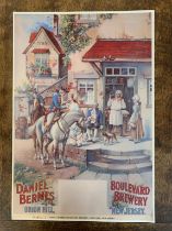 Advertising Poster -'Daniel Bermes Boulevard Brewery' - coloured picture of soldiers on horse back