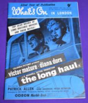 Programme 1957 - 'What's on in London' starring Victor Mature, Diana Dors, in The Long |Haul, very