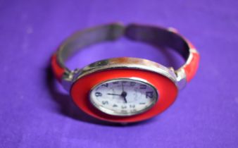 Wrist Watches - Ladies Vellacio Snap Band Wrist Watch, red enamel working order