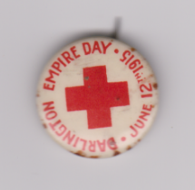 British WWI Charity fundraising tin button badge 'Darlington Empire Day - June 12th 1915' in support