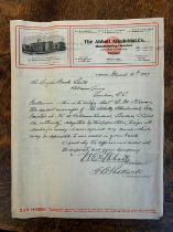 The Abott Alkalodal Co. - 1907 Manufacturing chemists, Chicago. 1907 letter-headed certificate to