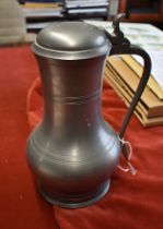 Pewter - Stein Tankard, bow shaped (Plain) 26cm tall, very good condition