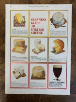 Advertising Poster ' Guinness guide to English Cheese' - coloured pictures of (7) cheeses from