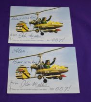 Autogyro "Little Nelly", two colour cards, Air BP, both autographed by Ken Wallis. One