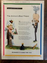 Advertising Poster 'Guinness'(Country Life) 'The Animals Best Page No.1' coloured picture of two men